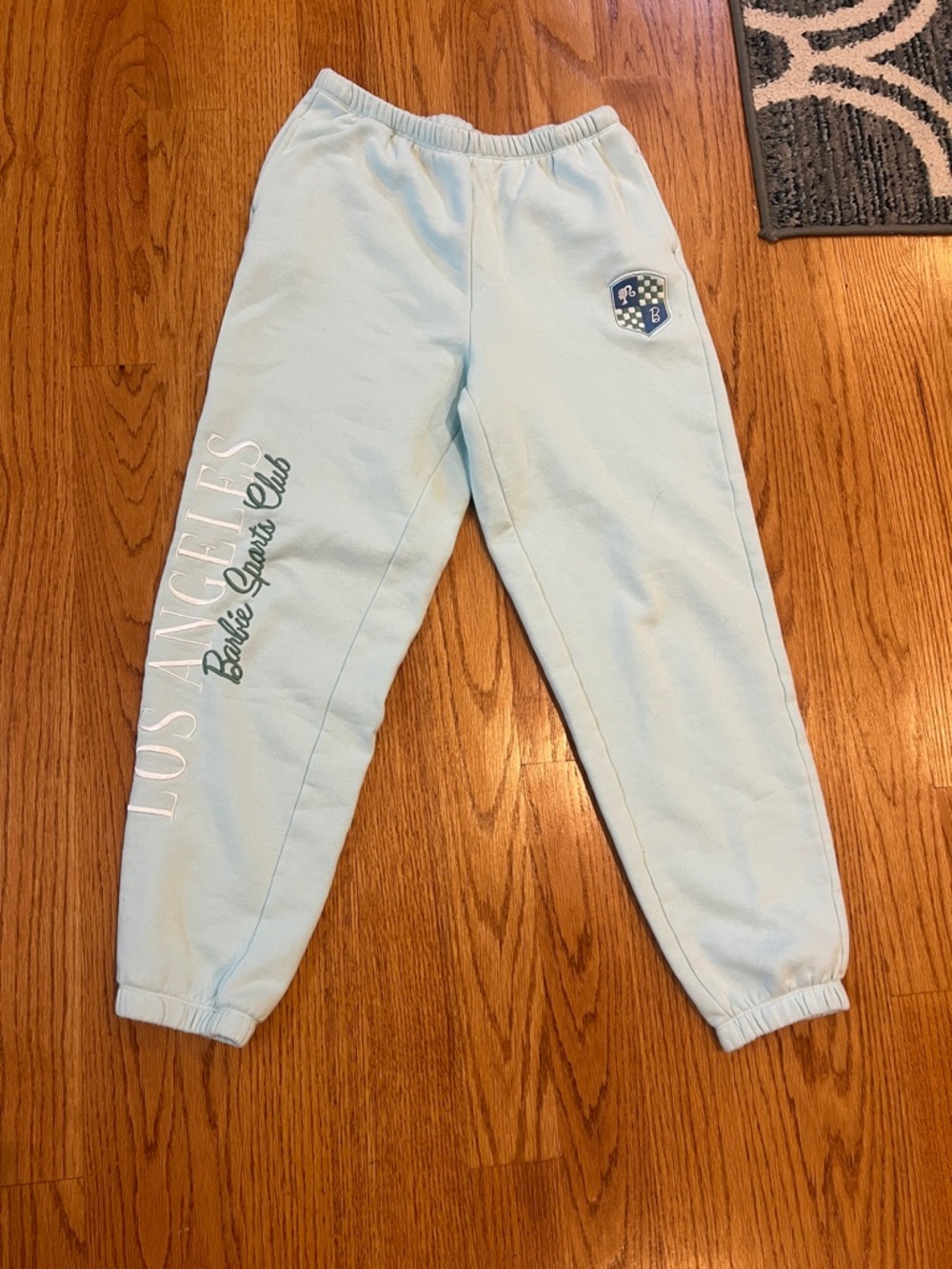 PacSun Barbie Pastel Blue Joggers with Los Angeles Script and Shield Patch